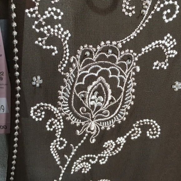 NWT Ann Taylor Embroidered Sheer Blouse, Sz SP - Picture 2 of 7